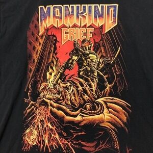 Mankind Grief Graphic T-Shirt Doom Style‎ Tee Black Men's Size Large